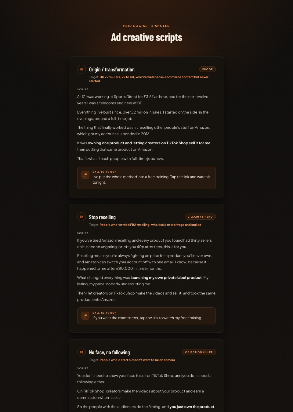 Ad creative scripts preview
